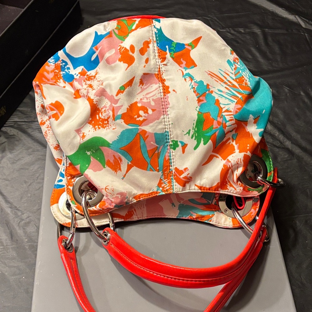 Nine West Floral Print Handbag with Red Straps